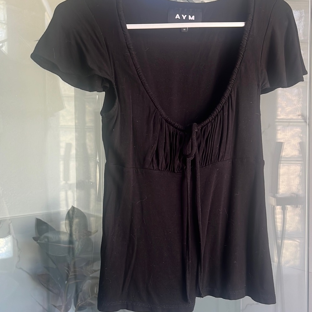 aym studio black baby doll mini top size medium